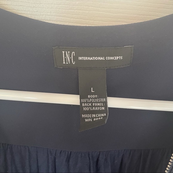 Dark Navy Sleeveless Blouse with Zipper Neck Detail - Picture 3 of 6